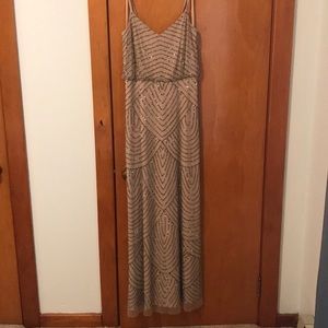 Adrianna Papell Art Deco Blouson Beaded Gown